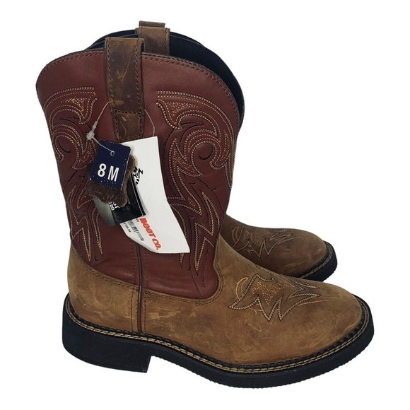 SANTA FE Leather Western Cowboy Boots Mens Size 8M Brown NWT $199 - Picture 3 of 10